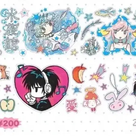 [BUNJANG] Amusute Aquarium Kiss Cut Sticker Set (2 Types) / 아무스튜 키스컷 2종세트 아쿠아리움 와글와글 인물 키스컷띵