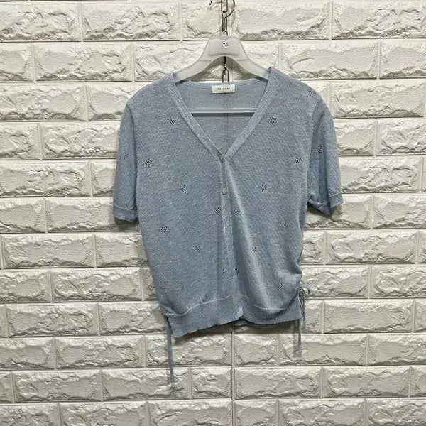 [BUNJANG] 3110 Shirring Knit Cardigan / 3110 반팔 셔링 니트가디건