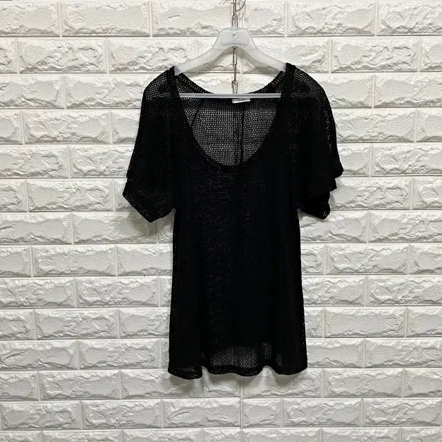 [BUNJANG] Mesh Knit Short Sleeve T-Shirt / 3111) 그물 니트 반팔티셔츠