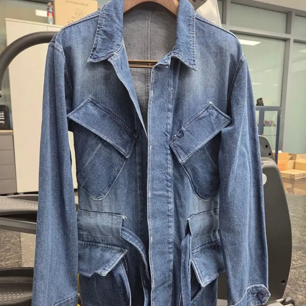 [BUNJANG] Denim Belted Jacket / 데님 바버st 벨티드 자켓