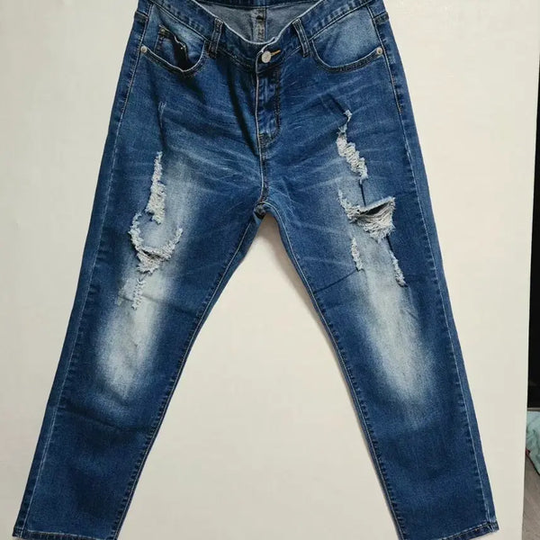 [BUNJANG] Distressed Cutout Jeans / 새상품급 청바지 데미지 컷팅 청바지