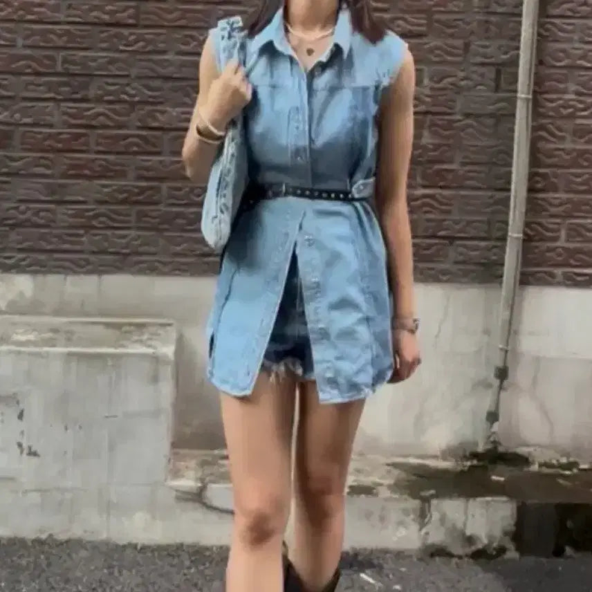 [BUNJANG] Zara Sleeveless Denim Dress Size S / 사이즈S) 자라 슬리브리스 데님 원피스