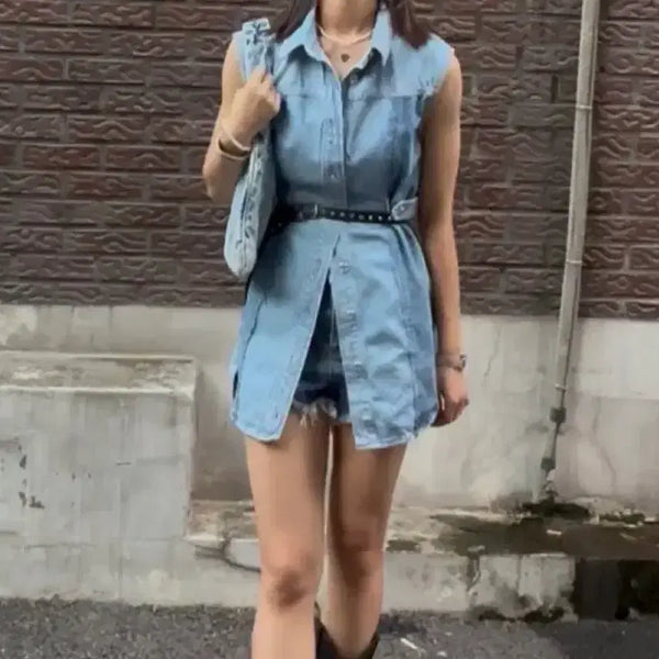 [BUNJANG] Zara Sleeveless Denim Dress Size S / 사이즈S) 자라 슬리브리스 데님 원피스