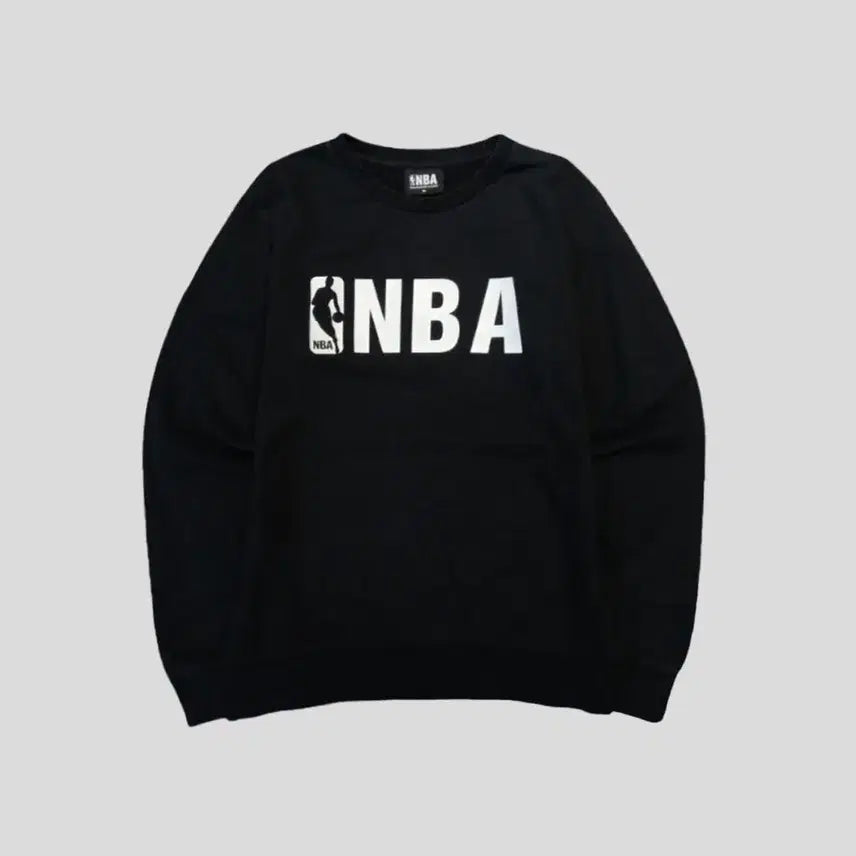 [BUNJANG] NBA Pigment Black White Logo Printing Cotton Sweatshirt M / NBA 엔비에이 피그먼트 블랙 화이트 로고프린팅 코튼 맨투맨 티셔츠 M