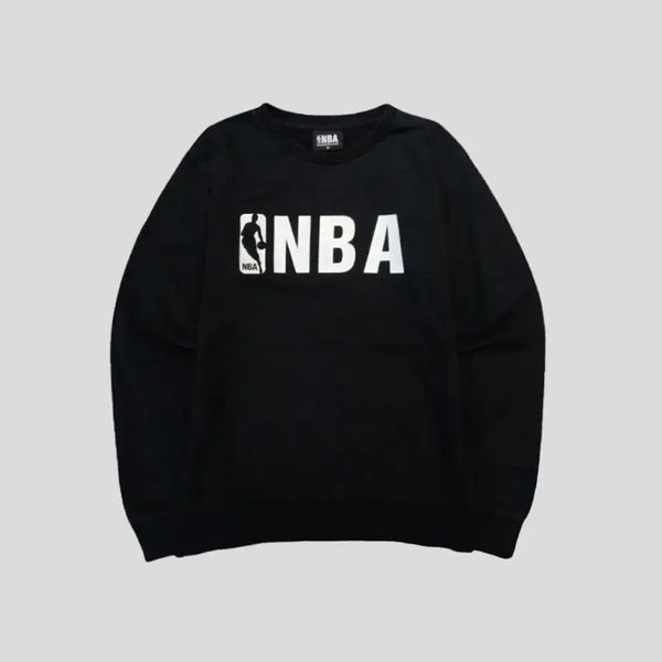 [BUNJANG] NBA Pigment Black White Logo Printing Cotton Sweatshirt M / NBA 엔비에이 피그먼트 블랙 화이트 로고프린팅 코튼 맨투맨 티셔츠 M