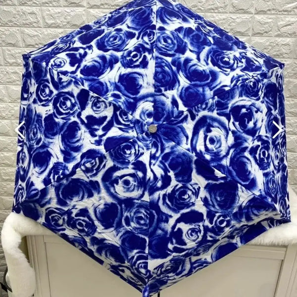 [BUNJANG] Burberry Genuine Rose Pattern Parasol White/Blue / 버버리 정품 장미 패턴 양산 화이트/블루