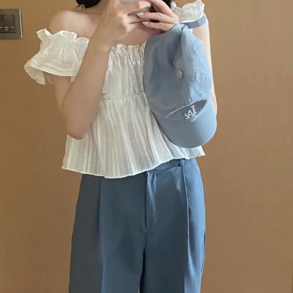 [BUNJANG] Frill Sleeveless Blouse / 프릴 나시 블라우스