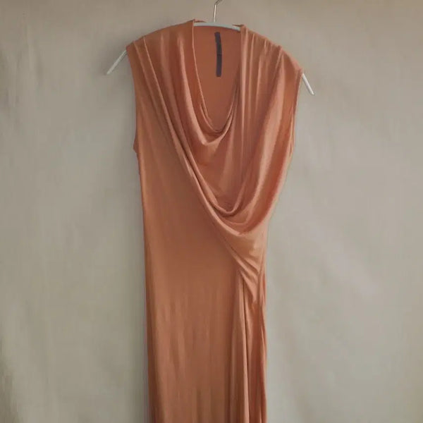 [BUNJANG] Rick Owens Drape Maxi Sleeveless Dress Apricot IT 38 / 릭오웬스 드레이프 맥시 슬리브리스 드레스