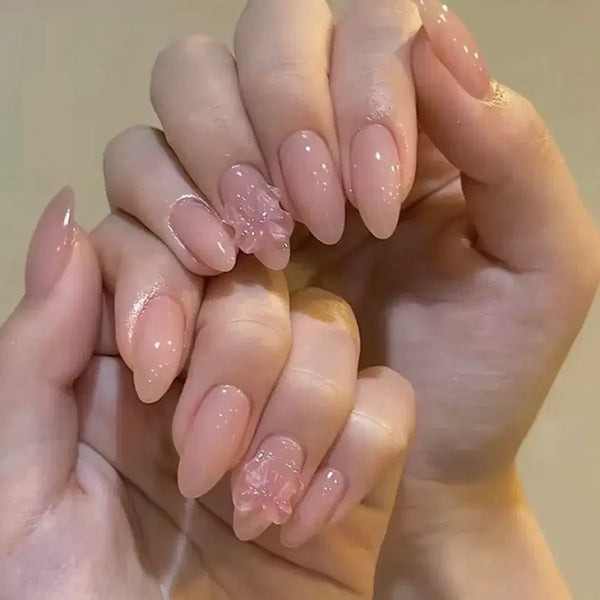 [BUNJANG] Simple Ribbon Nail Art Tips - Nude Tone / 누드톤 젤네일 리본 네일아트 네일팁 누드 어른여자 심플 고급미