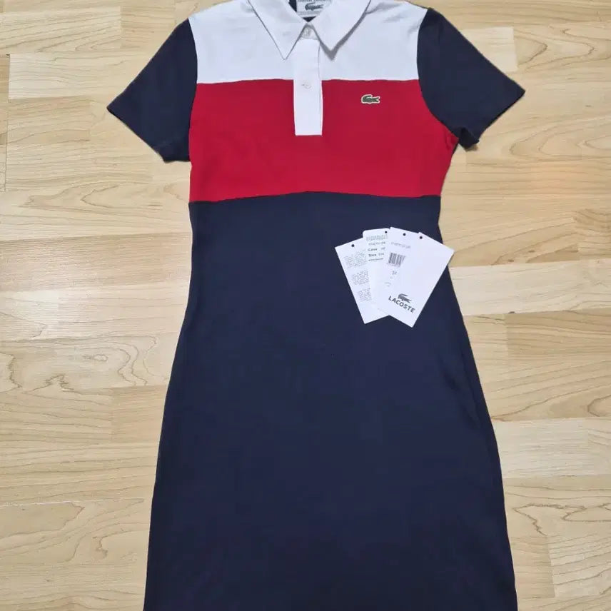 [BUNJANG] Lacoste Limited Edition Colorblock Short Sleeve Polo Collar Slim Dress / [한정판] 라코스테 컬러블록 반팔 폴로 카라 여성 원피스 슬림 드레스