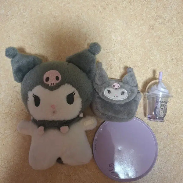 [BUNJANG] Kuromi Doll Set with Pouch and Drink Cup / 쿠로미 인형 세트