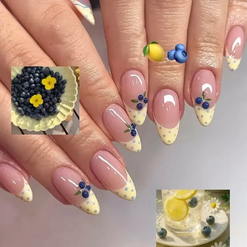 [BUNJANG] Lemoncore Dot French Nail Tips - Yellow / 레몬코어 도트 프렌치 네일팁 노란색