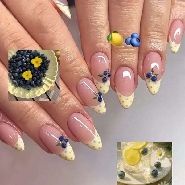 [BUNJANG] Lemoncore Dot French Nail Tips - Yellow / 레몬코어 도트 프렌치 네일팁 노란색