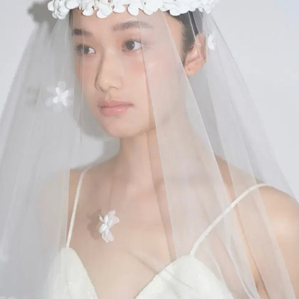 [BUNJANG] Fojibell Floral Leaf Crown Veil / 포지베일_FLORAL LEAF CROWN VEIL