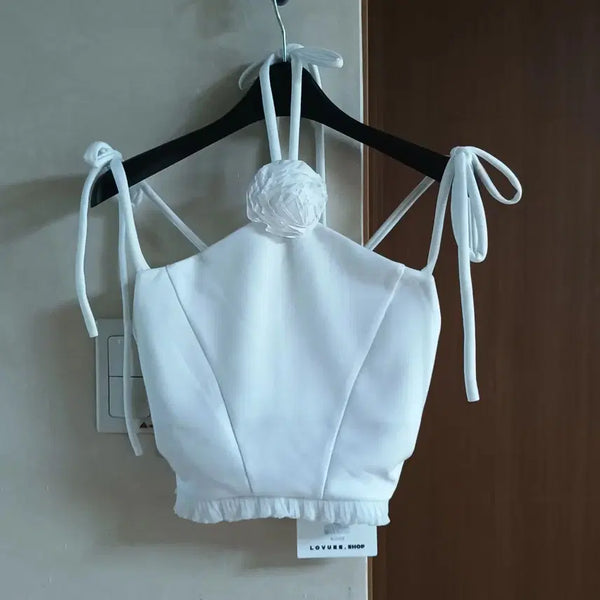 [BUNJANG] Lovey Studio White Cami Top with Tie Straps / 새상품)러뷰이 스튜디오 화이트 끈 나시 탑