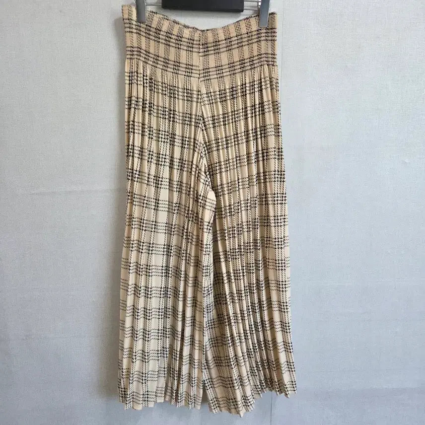 [BUNJANG] Women's Checked Pleated Wide Pants / 여성 체크 주름 플리츠 와이드 팬츠 F JJ3168