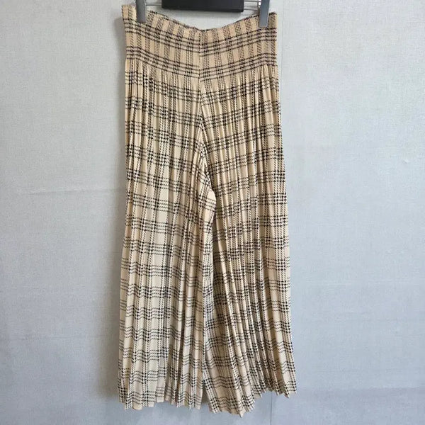 [BUNJANG] Women's Checked Pleated Wide Pants / 여성 체크 주름 플리츠 와이드 팬츠 F JJ3168