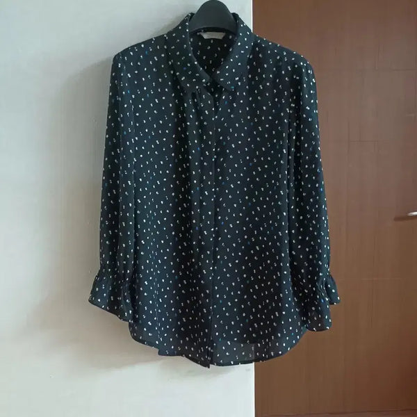 [BUNJANG] Jigott Black Pattern 9-Length Blouse / jj 지고트 블랙패턴 9부 블라우스 66
