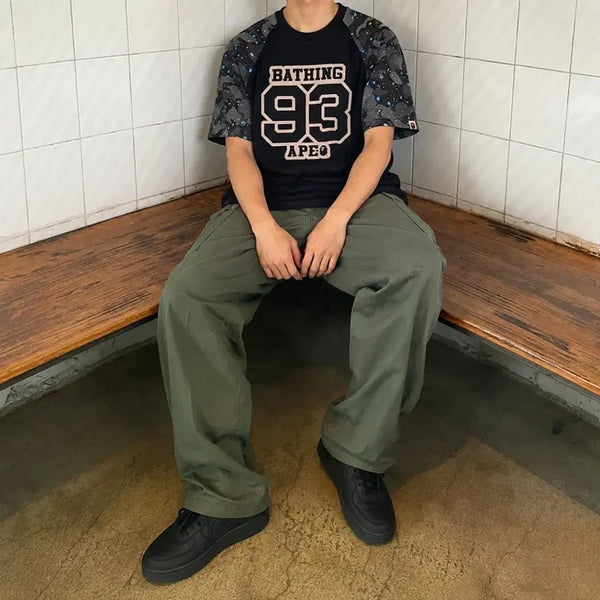[BUNJANG] A BATHING APE Camo Raglan T-Shirt Black / 100 BAPE 베이프 카모 반팔 티셔츠 블랙