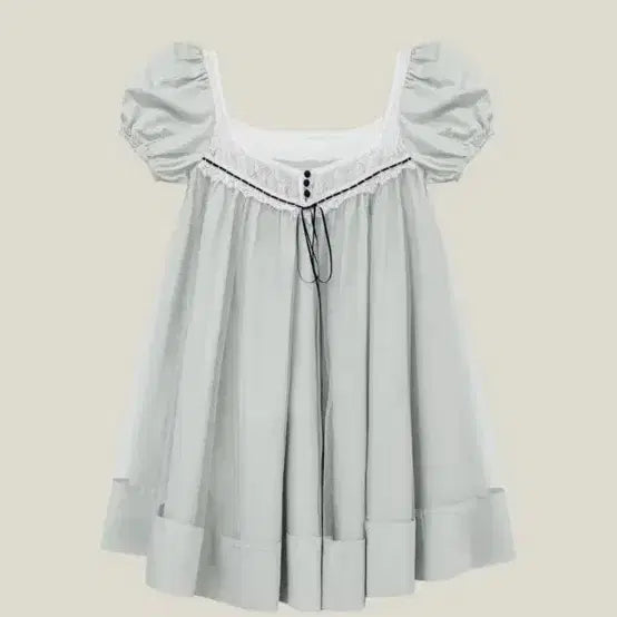 [BUNJANG] Dirty's Lace Veil Empire Mini Dress Mint / 더티스 레이스 베일 엠파이어 미니 드레스 민트