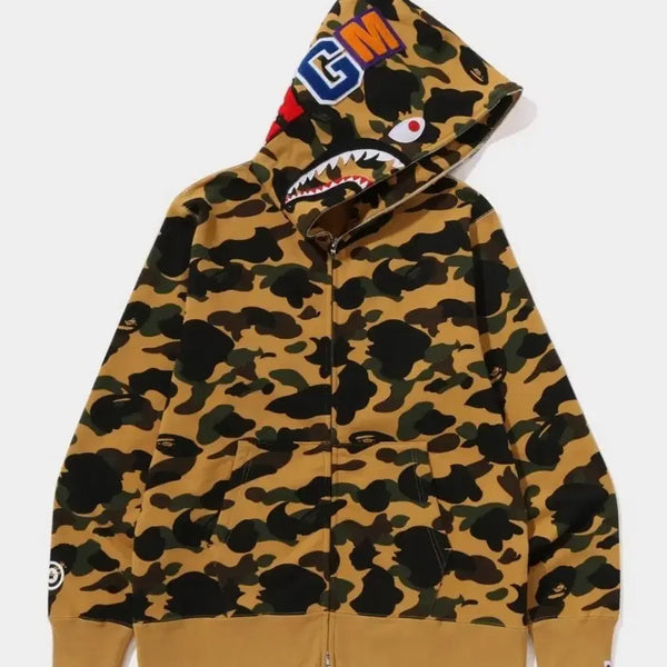 [BUNJANG] BAPE Shark Full Zip Hoodie Yellow / 베이프 샤크 후드집업 옐로우 새상푸