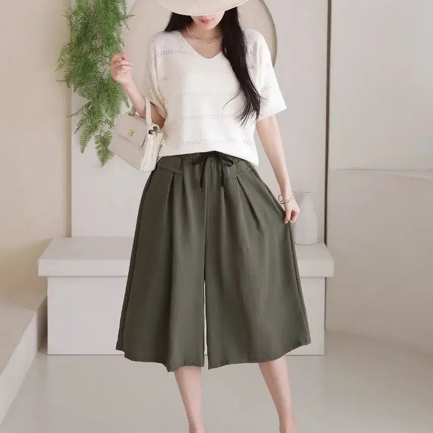 [BUNJANG] 7-Length Wide Pants / 새상품) 7부 와이드 팬츠