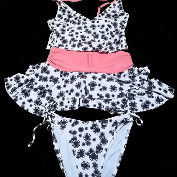 [BUNJANG] Disney Polka Dot Bikini Set - Pink, Size 90L (4-Piece Set) / (새제품)디즈니 비키니 수영복 90L 땡땡이 무늬 핑크 백화점구매 4종세트 무배 선착순