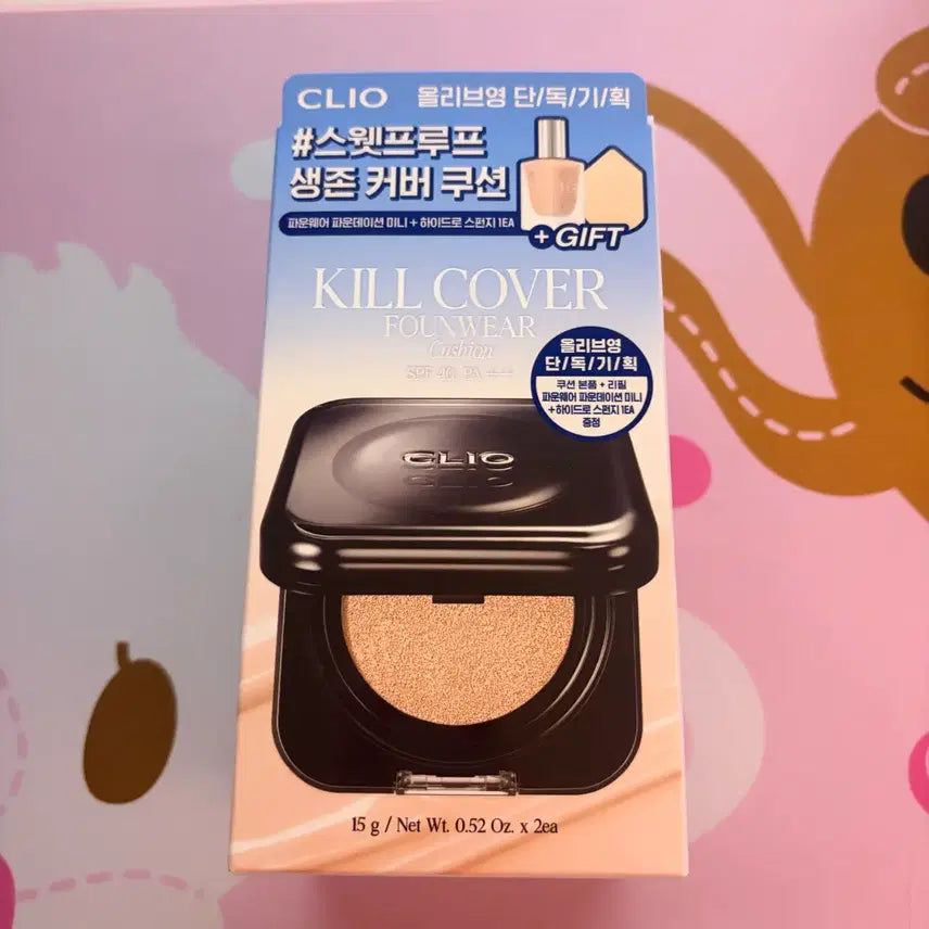 [BUNJANG] Clio Kill Cover Founwear Cushion (21C Lingerie) - Unsealed New Product Set / [미개봉 새상품] 클리오 킬커버 파운웨어 쿠션 본품+미니 파운데이션+스펀지 21C 란제리