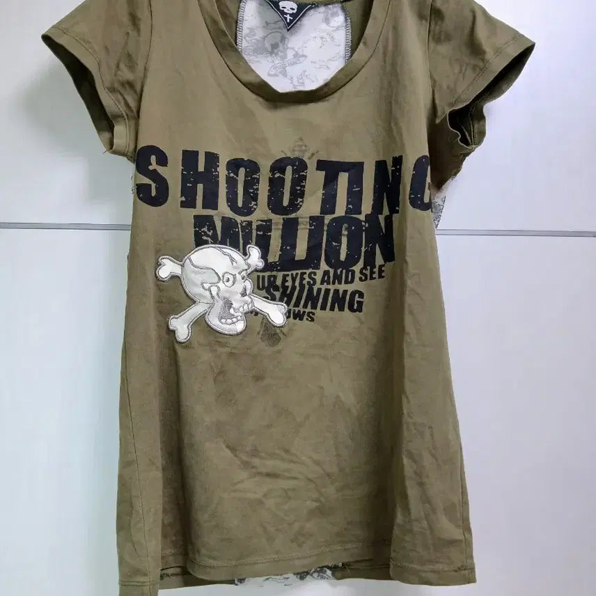 [BUNJANG] Y2K Skull Cross Print Short Sleeve T-Shirt / Y2K 스컬 크로스 프린트 반팔티