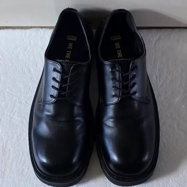 [BUNJANG] Wither Road Cliff Square Toe 4-Hole Derby Shoes Black WTRD1203 / [275] 위더로드 클리프 스퀘어토 4홀 더비슈즈 블랙 WTRD1203
