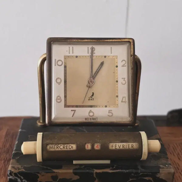 [BUNJANG] JAZ French Vintage Desk Clock Calendar / 프랑스 JAZ 데스크 캘린더 시계