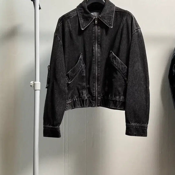 [BUNJANG] Big Union M Zipper Denim Jacket & Pants Set (Black) / 빅유니온 엠 지퍼 데님 자켓, 데님팬츠 (블랙)