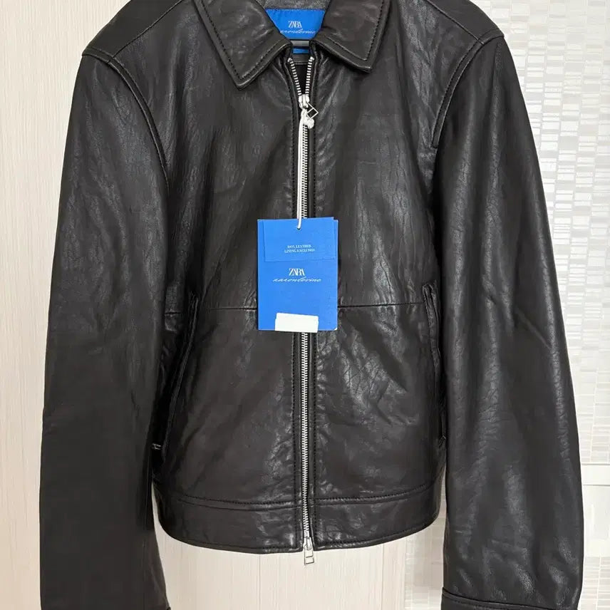 [BUNJANG] Zara x Aaron Levine Collaboration Cropped Leather Jacket / (새상품) 자라x아론 레빈 콜라보 레더 자켓 S