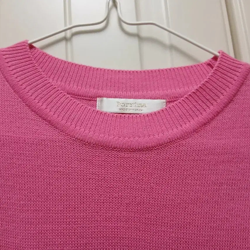 [BUNJANG] Formara Pink Puff Short Sleeve Knit / 포르마라 핑크 퍼프 반팔 니트
