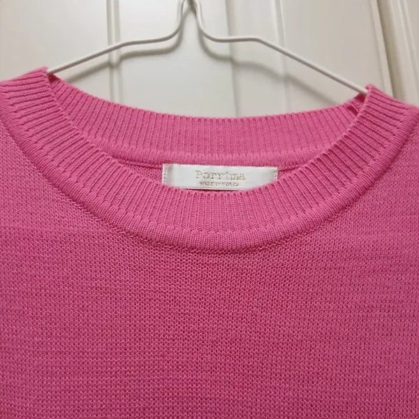 [BUNJANG] Formara Pink Puff Short Sleeve Knit / 포르마라 핑크 퍼프 반팔 니트