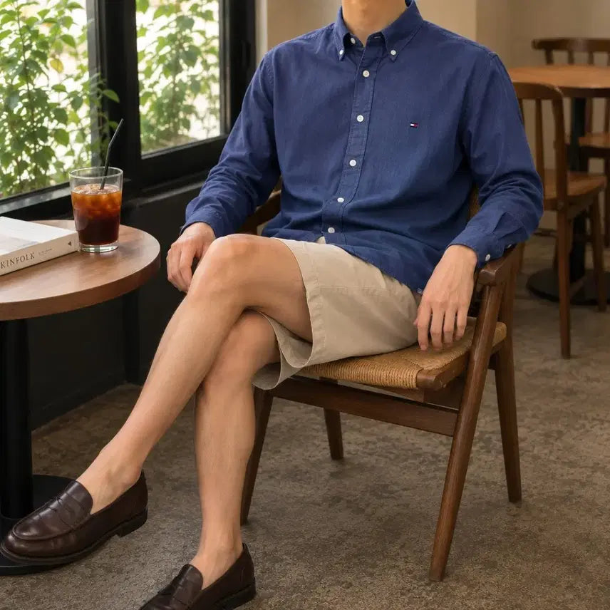 [BUNJANG] Tommy Hilfiger Summer Light Cotton Long Sleeve Shirt Indigo Blue / 95 TOMMY 타미 힐피거 여름 긴팔 셔츠인디고 블루