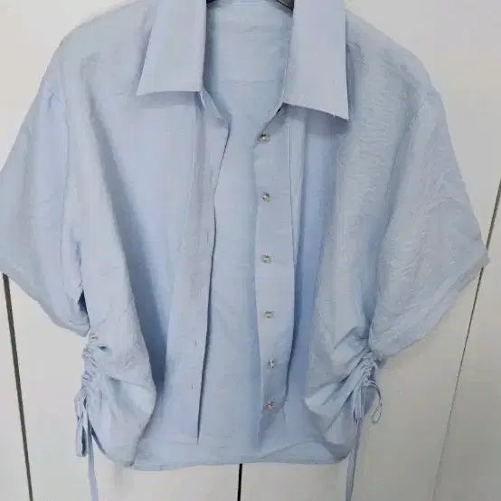 [BUNJANG] Oversized Shirring Shirt Sky Blue / 오버핏 셔링 셔츠 하늘색