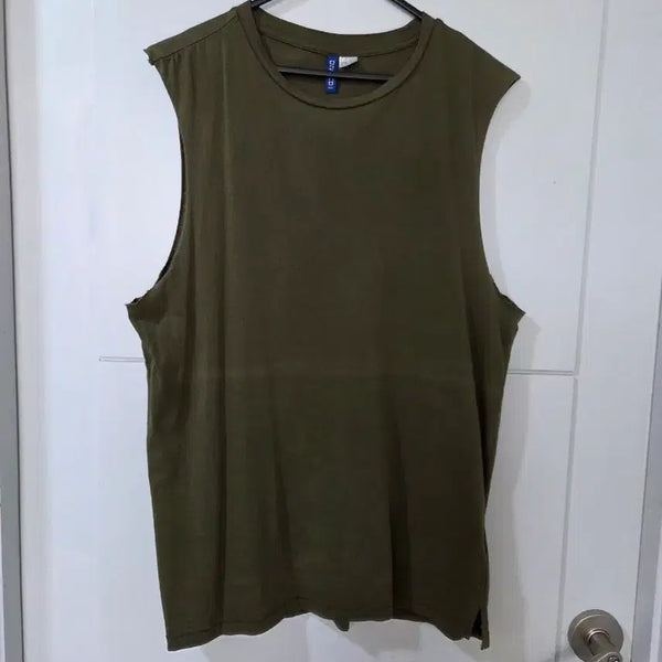 [BUNJANG] H&M Khaki Sleeveless T-Shirt Men's Size M / H&M 카키 민소매 M사이즈 남성셔츠