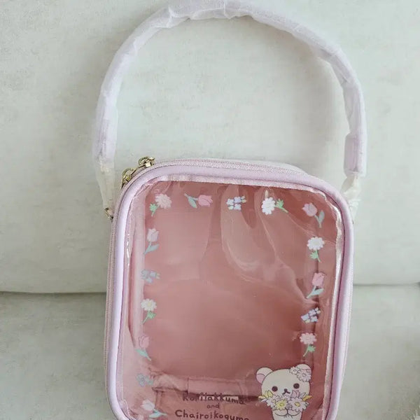 [BUNJANG] Rilakkuma Korilakkuma Clear Pouch Pink / (일본정품)코리락쿠마 투명 파우치 핑크  인형파우치