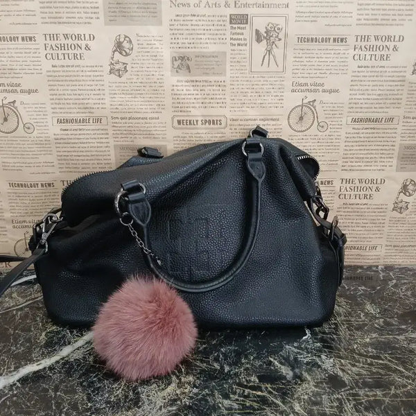 [BUNJANG] Esquire Women's Shoulder Bag with Pom Pom Keyring / 에스콰이어 가방