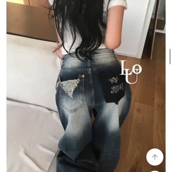 [BUNJANG] Vintage Washed Wide Denim Pants / 빈티지 워싱 와이드 데님 팬츠