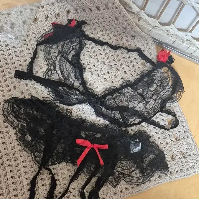 [BUNJANG] Women's Mesh Lingerie Set (Sizes 55-77) / 미사용!여성망사속옷셋트55~77