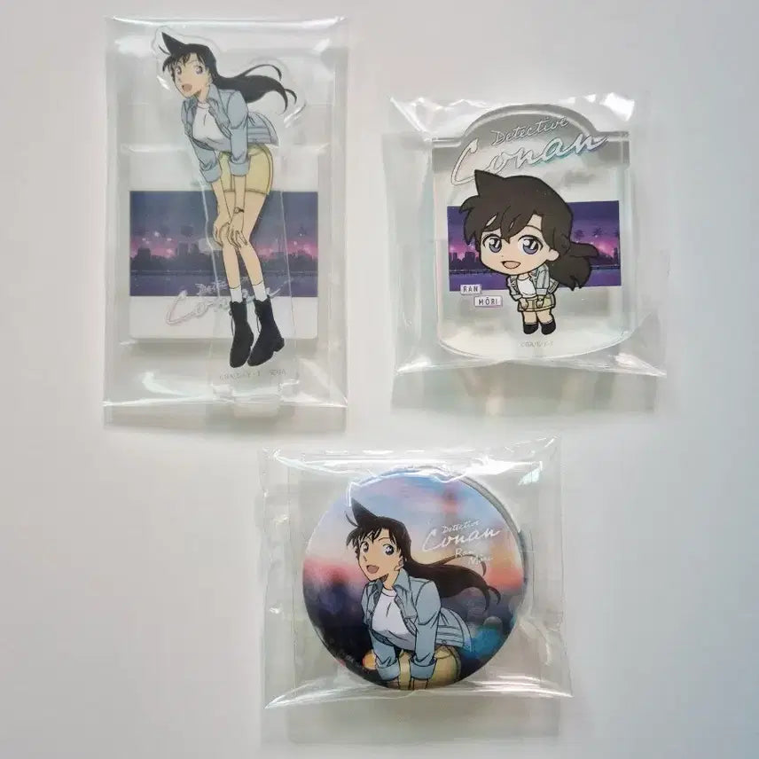 [BUNJANG] Detective Conan Ran Mouri Acrylic Stand, Can Badge & Corotta Set / 명탐정 코난 세가 이치방 쿠지 모리 란 아크릴 스탠드 캔뱃지 코롯타 미란이