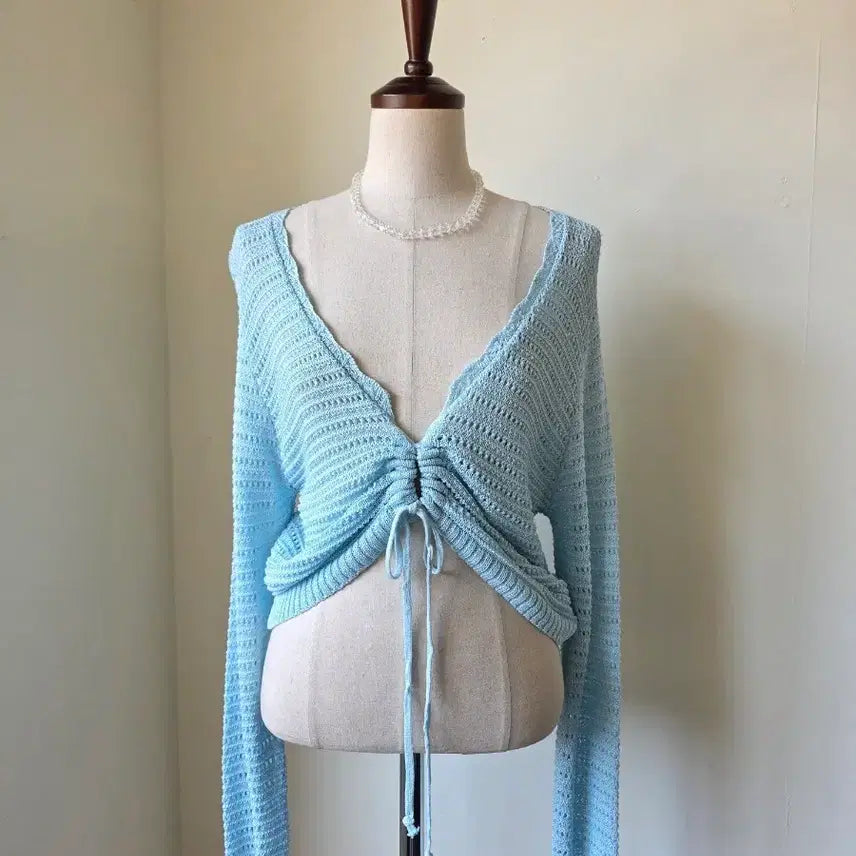 [BUNJANG] Light Blue Crochet Cardigan / 세일)하늘색 크로쉐 가디건