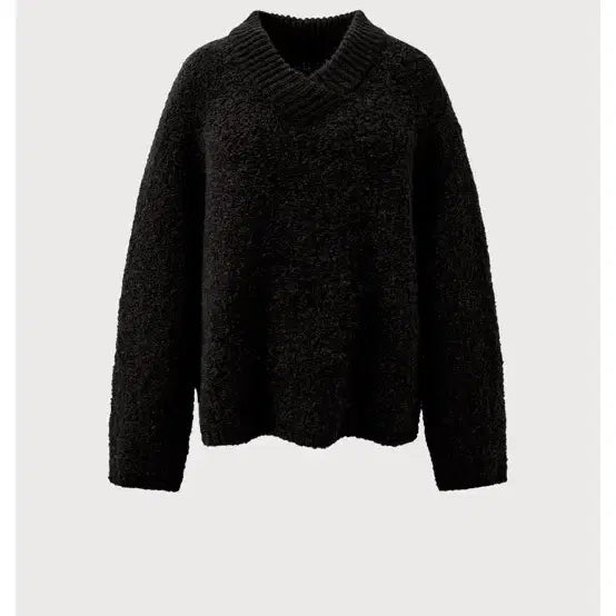 [BUNJANG] Ssong Studio Boucle V-Neck Knit Black / 쏭스튜디오 Boucle v-neck knit 블랙