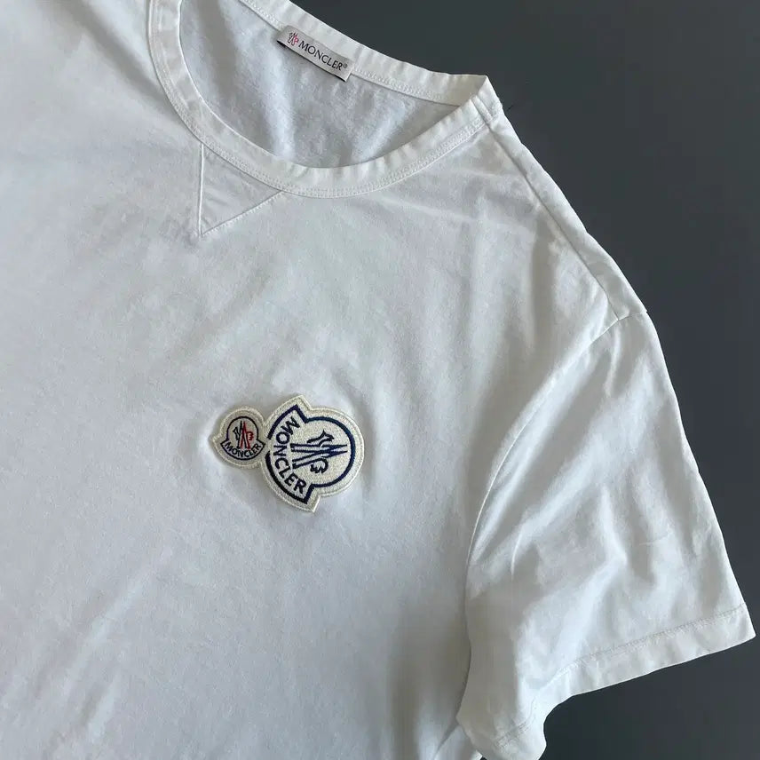 [BUNJANG] Moncler Double Logo Patch Short Sleeve T-Shirt White XL / [XL] 몽클레어 더블 로고 패치 반팔 티셔츠