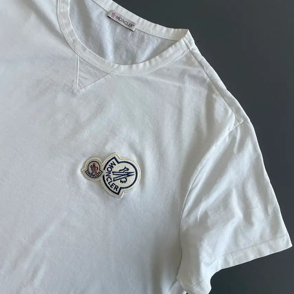 [BUNJANG] Moncler Double Logo Patch Short Sleeve T-Shirt White XL / [XL] 몽클레어 더블 로고 패치 반팔 티셔츠