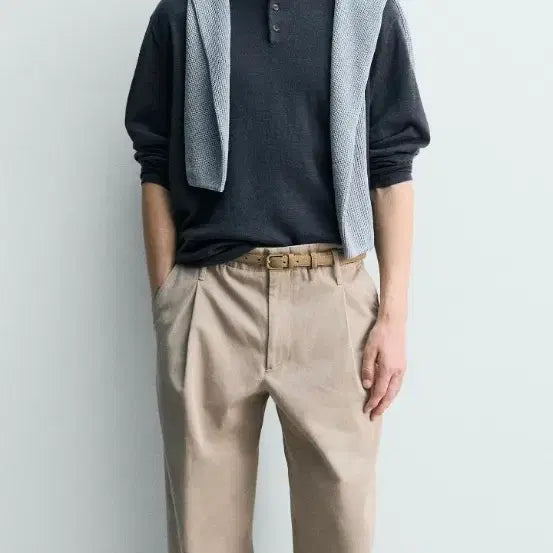 [BUNJANG] Zara Origins Linen Wool Blend Crew Neck Button Sweater / zara orgins 린넨 울 버튼 라운드넥 스웨터