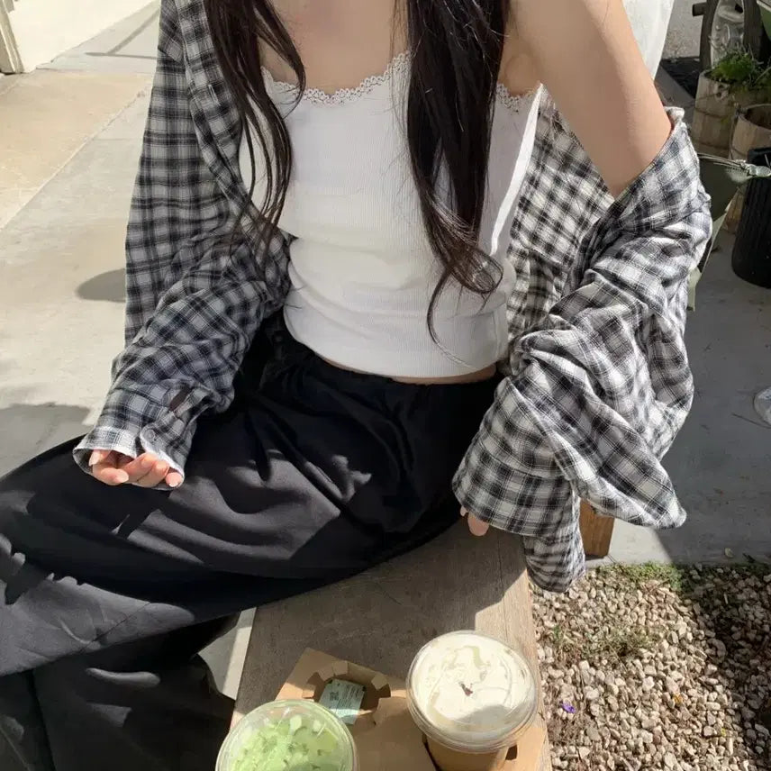 [BUNJANG] Leeds Summer Check Shirt Navy / 리즈 leeds 로아 썸머 체크 셔츠 네이비