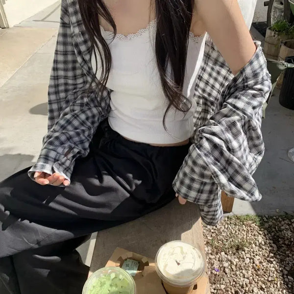 [BUNJANG] Leeds Summer Check Shirt Navy / 리즈 leeds 로아 썸머 체크 셔츠 네이비